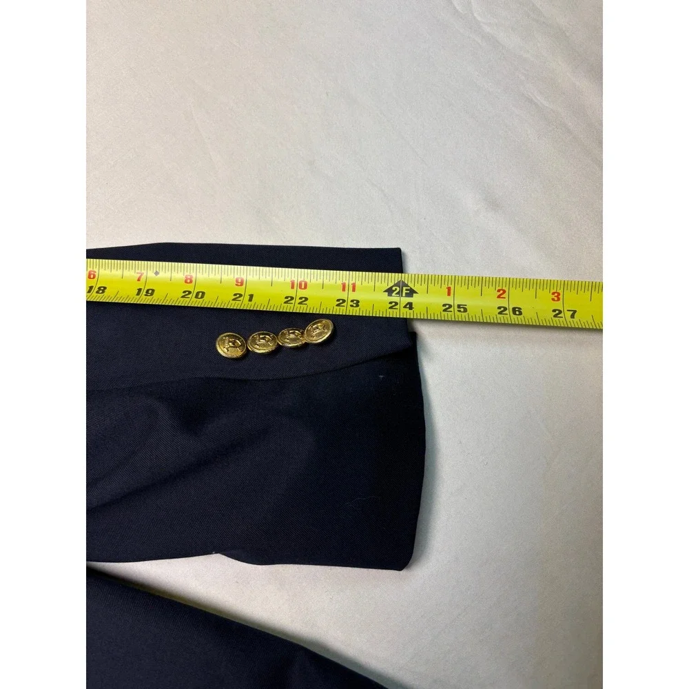Lauren Ralph Lauren Mens 42R Navy Blue 100% Wool Blazer Gold Crest Buttons